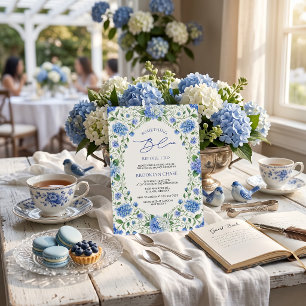 Invitation Élégant Hydrangea Bleu Aquarelle pour une Baby Sho