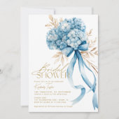 Invitation Élégant Hydrangea Bleu Ruban Lancement de Mariée (Devant)