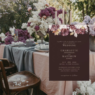 Invitation Élégant Hydrangea Bordeaux Mariage sans parents