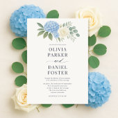 Invitation Elegant Hydrangea Botanical Eucalyptus Wedding