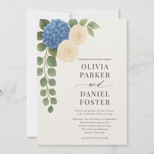 Invitation Elegant Hydrangea Floral Wedding (Devant)