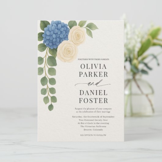 Invitation Elegant Hydrangea Floral Wedding (Debout devant)
