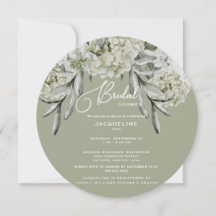 Invitation Élégant Hydrangea Sage Rond Baby Shower de Mariage