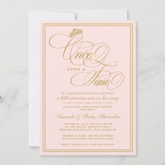 Invitation Élégant Il Était Une Fois Un Baby shower Princesse (Devant)