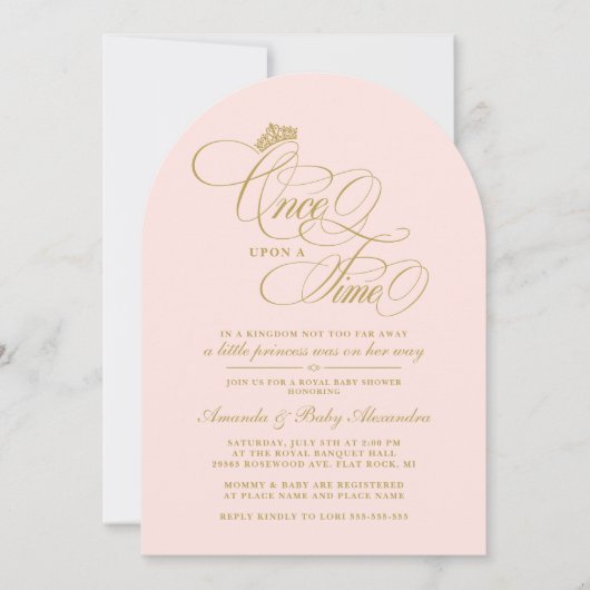 Invitation Élégant Il Était Une Fois Un Baby shower Princesse (Devant)