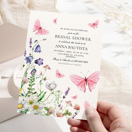 Invitation Élégant, Il Me Donne Fête des mariées Aux Papillon