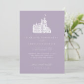 Invitation Elegant Illustration Lavender Castle Wedding (Debout devant)