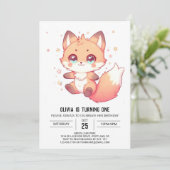 Invitation Elégant Imaginaire Fox 1er anniversaire (Debout devant)