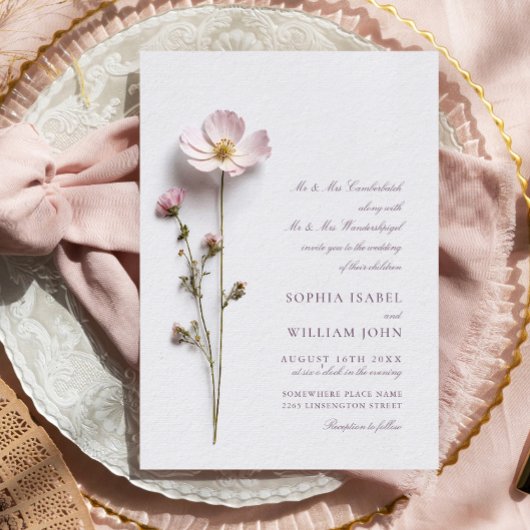 Invitation Élégant imprimé Pastel Boho Mariage de fleurs