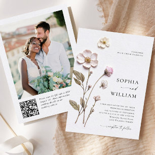 Invitation Élégant imprimé Pastel Boho Mariage de fleurs