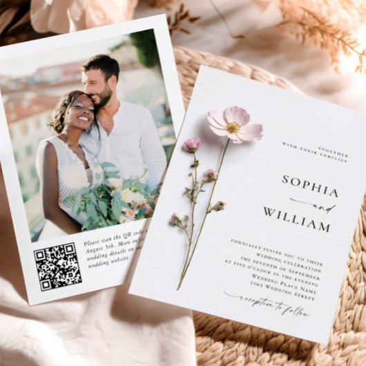 Invitation Élégant imprimé Pastel Boho Mariage de fleurs