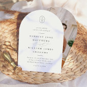Invitation Élégant Initiales noir & blanc Mariage d'arc photo