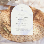 Invitation Élégant Initiales noir & blanc Mariage d'arc photo