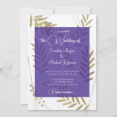 Invitation Elégant intemporel doux or floral Accents (Devant)