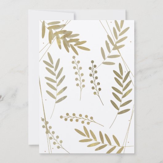 Invitation Elégant intemporel doux or floral Accents (Dos)