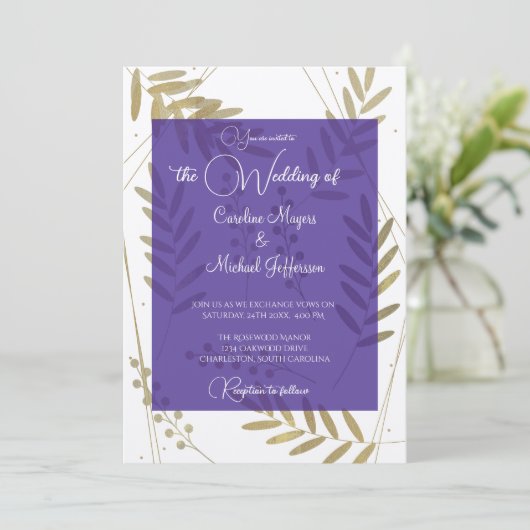 Invitation Elégant intemporel doux or floral Accents (Debout devant)