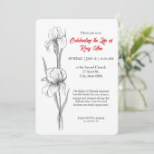 Invitation Elegant Iris "Celebrating the Life" Funeral (Debout devant)