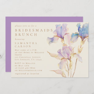 Invitation Elégant Iris Floral Aquarelle Bridesmaiers Brunch