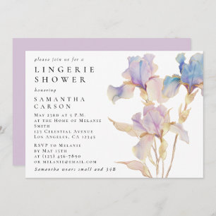 Invitation Elégant Iris Floral Aquarelle Lingerie Douche