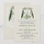 Invitation Elegant Islamic Floral Wedding Arch Nikah (Devant / Derrière)