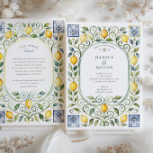 Invitation Elegant Italian Lemon & Blue Tile Wedding