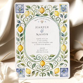 Invitation Elegant Italian Lemon & Blue Tile Wedding