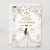 Invitation Elégant ivoire blanc floral espagnol fille Mis Qui (Devant)
