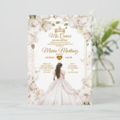 Invitation Elégant ivoire blanc floral espagnol fille Mis Qui (Debout devant)
