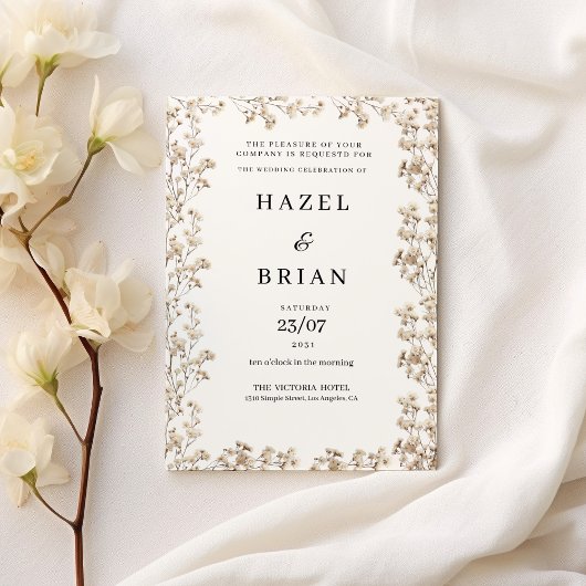Invitation Élégant ivoire blanc gypsophila Mariage floral