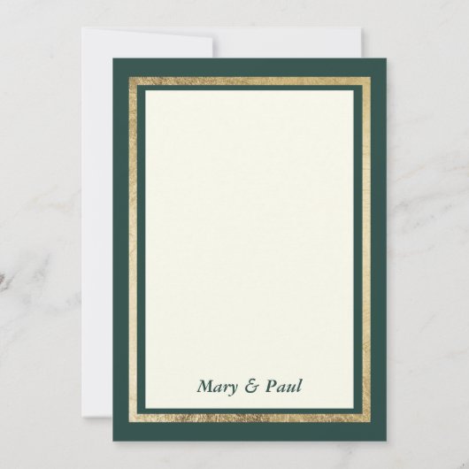 Invitation Élégant ivoire d'or forêt Mariage de glamour vert (Dos)