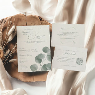 Invitation Élégant ivoire et Mariage botanique d'automne de S