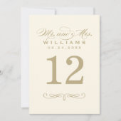 Invitation Élégant Ivoire et Mariage de script or Numéro de t (Devant)
