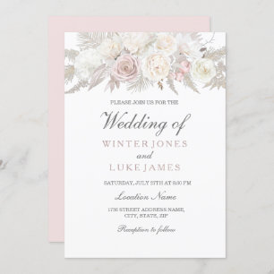 Invitation Élégant ivoire et Rose Mariage de Wonderland Winte
