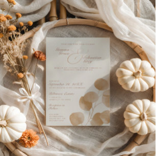 Invitation Élégant ivoire et Terracotta Mariage botanique d'a