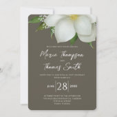 Invitation Élégant ivoire floral Magnolia Mariage sur mesure (Devant)