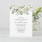 Invitation Elégant ivoire floral & verdure Eucalyptus Mariage (Debout devant)