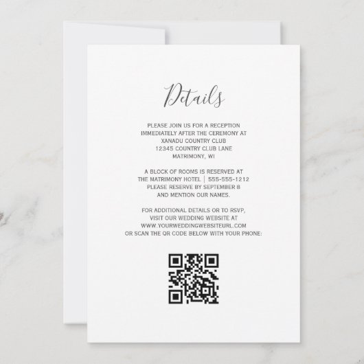 Invitation Elégant ivoire or Agate QR Code Mariage (Dos)