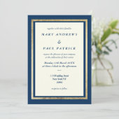 Invitation Elégant ivoire or marine bleu glam Mariage (Debout devant)
