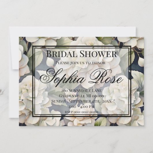 Invitation Elégant ivoire rose marine couleur aquarelle fleur (Devant)