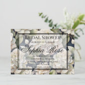 Invitation Elégant ivoire rose marine couleur aquarelle fleur (Debout devant)