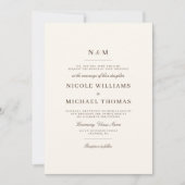 Invitation Elegant Ivory and Brown Monogram Classic Wedding (Devant)