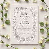 Invitation Elegant Ivory Botanical Floral Wedding