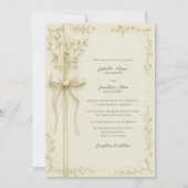 Invitation Elegant Ivory Bow and Botanical Floral Wedding (Devant)