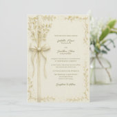 Invitation Elegant Ivory Bow and Botanical Floral Wedding (Debout devant)