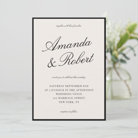 Invitation Elegant Ivory Calligraphy Old Money Wedding (Debout devant)