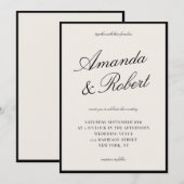 Invitation Elegant Ivory Calligraphy Old Money Wedding (Devant / Derrière)