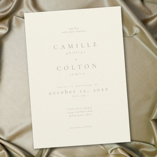 Invitation Elegant Ivory Cream Minimalist Wedding