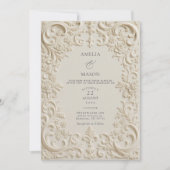 Invitation Elegant Ivory Embossed Style Baroque Wedding (Devant)