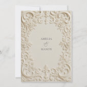 Invitation Elegant Ivory Embossed Style Baroque Wedding (Dos)