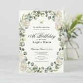 Invitation Elegant Ivory Floral 18th Birthday Debut (Debout devant)